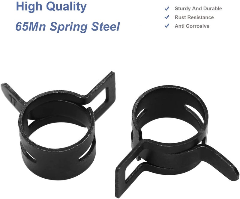 AKIHISA 60 Pcs 28-33mm Spring Hose Clamp, Spring steel 65Mn Fuel Hose Clamp, 6 sizes for Silicone Vacuum Fuel Oil Hose Line Clamps - Image 4